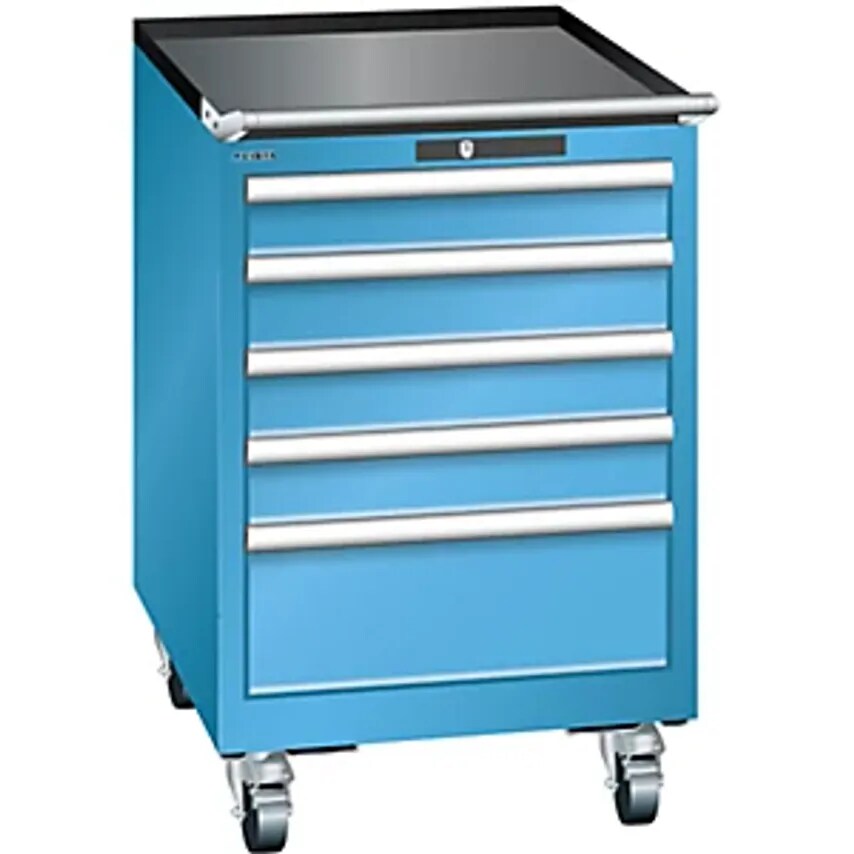 Lista Drawer Cupboard, Width 564mm, Mobile, 5 Drawers, HxD 890 X 572mm, Light Bl