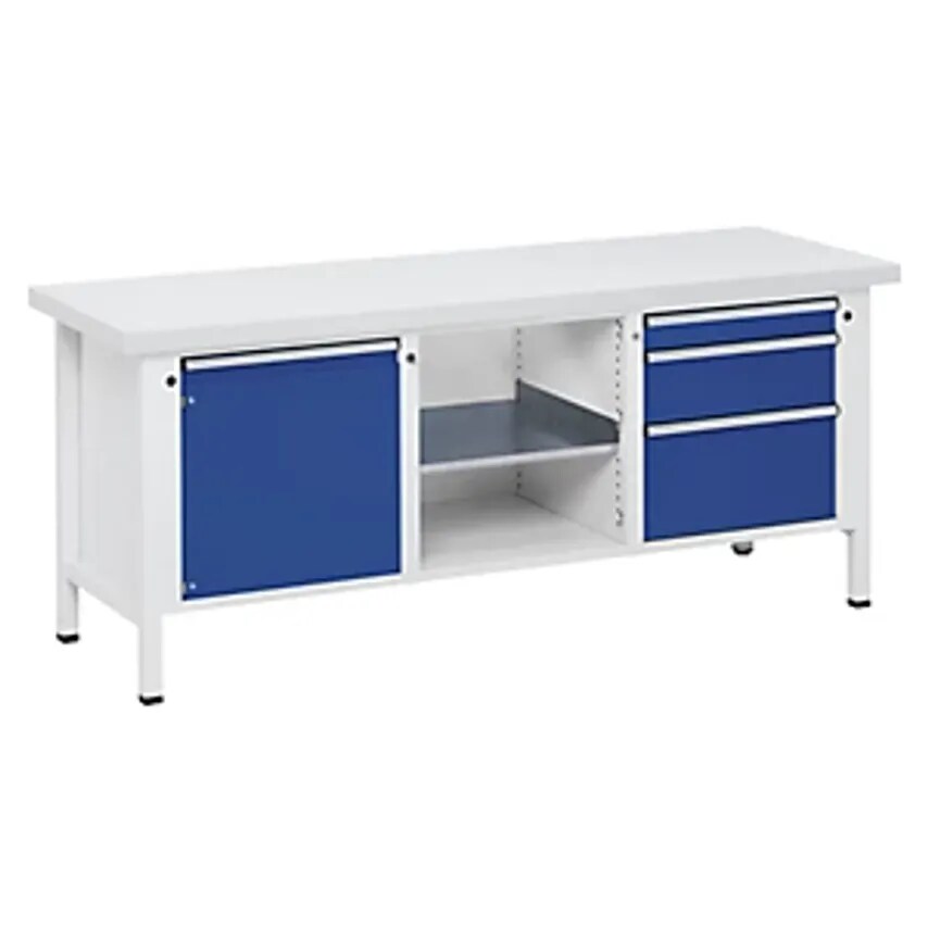 ANTON KESSEL GMBH Workbench, Frame Construction, 1 Door 540mm, 3 Drawers, Univer