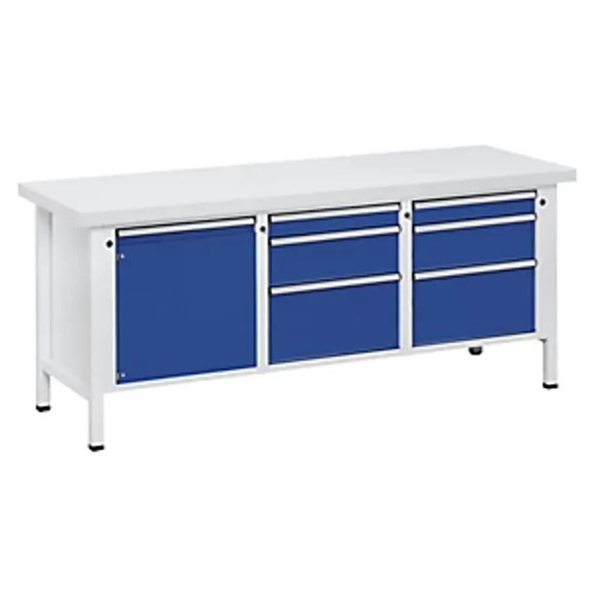 ANTON KESSEL GMBH Workbench, Frame Construction, 1 Door 540mm, 6 Drawers, Univer