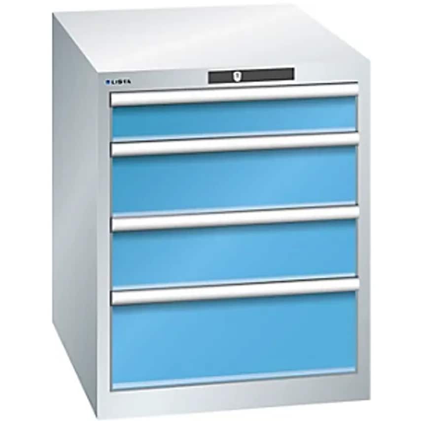 Lista Drawer Cupboard, 4 Drawers, WxDxH 564 X 724 X 700mm, Light Grey/Light Blue