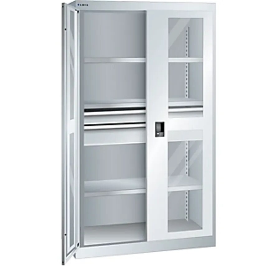 Heavy Duty Cupboard with Vision Panel Doors, Drawers and Shelves