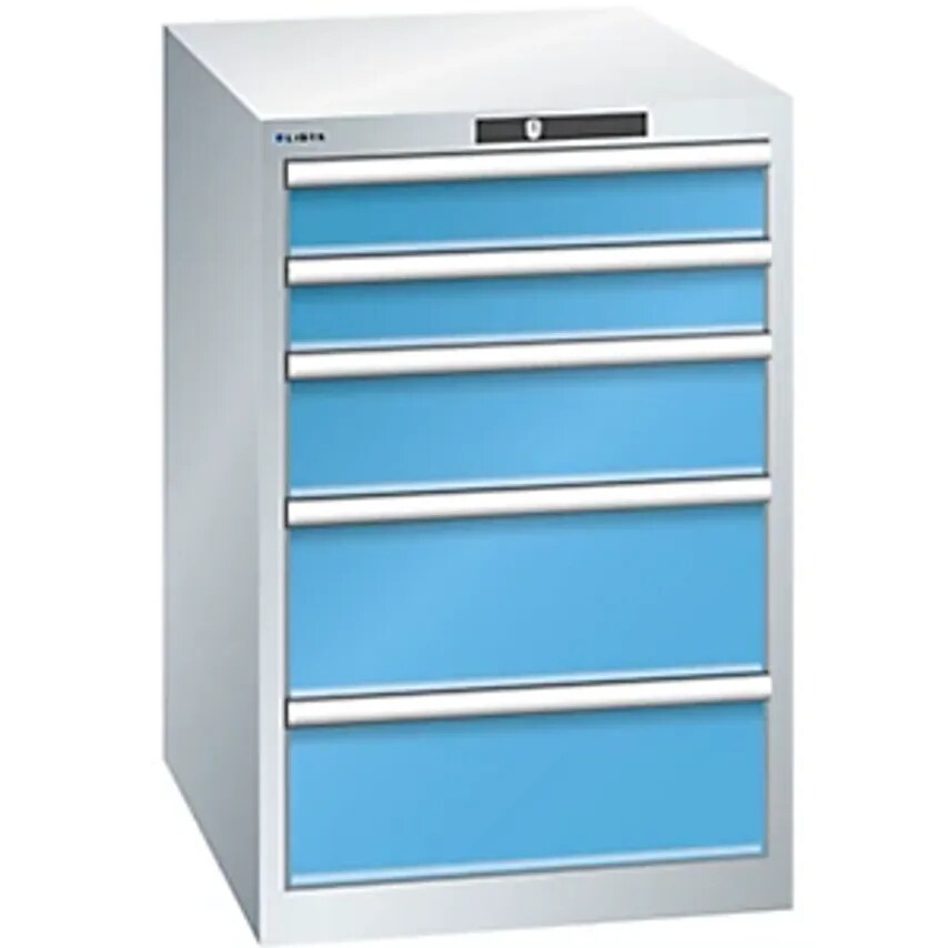 Lista Drawer Cupboard, 5 Drawers, WxDxH 564 X 724 X 850mm, Light Grey/Light Blue