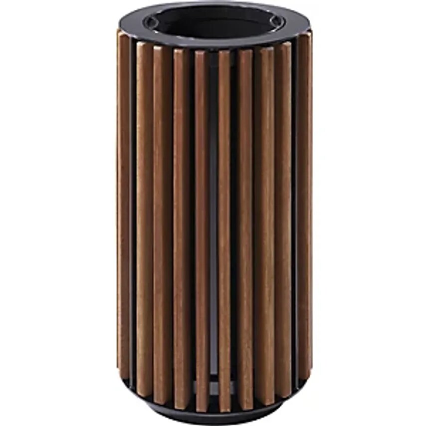 SANTRA Outdoor Waste Collector, Capacity 50 L, Clad In Wooden Slats, Meranti, Oi