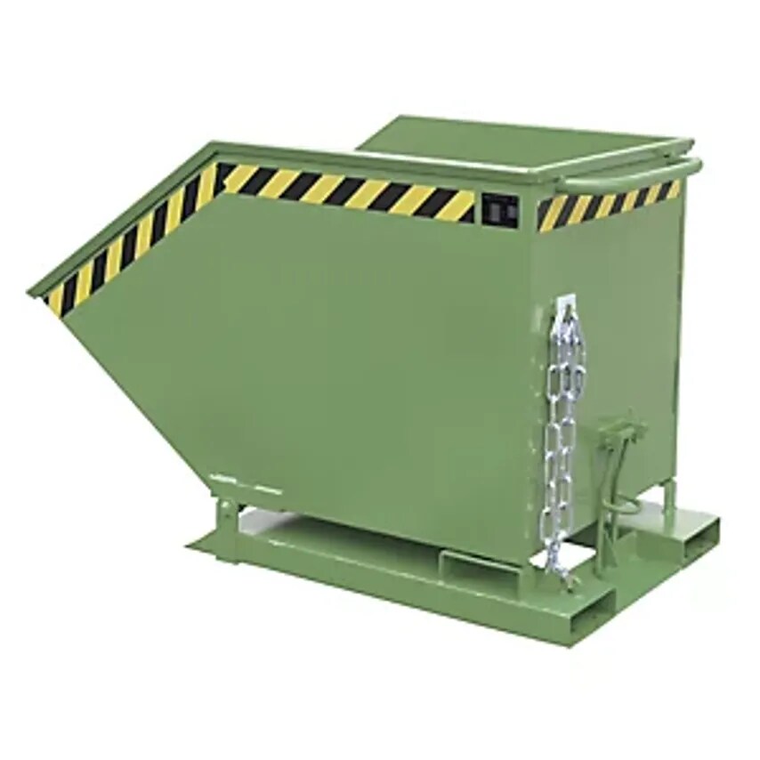 EUROKRAFTpro Tilting Skip With Tilting Mechanism, Box-Shaped, Capacity 0.6 m, Gr