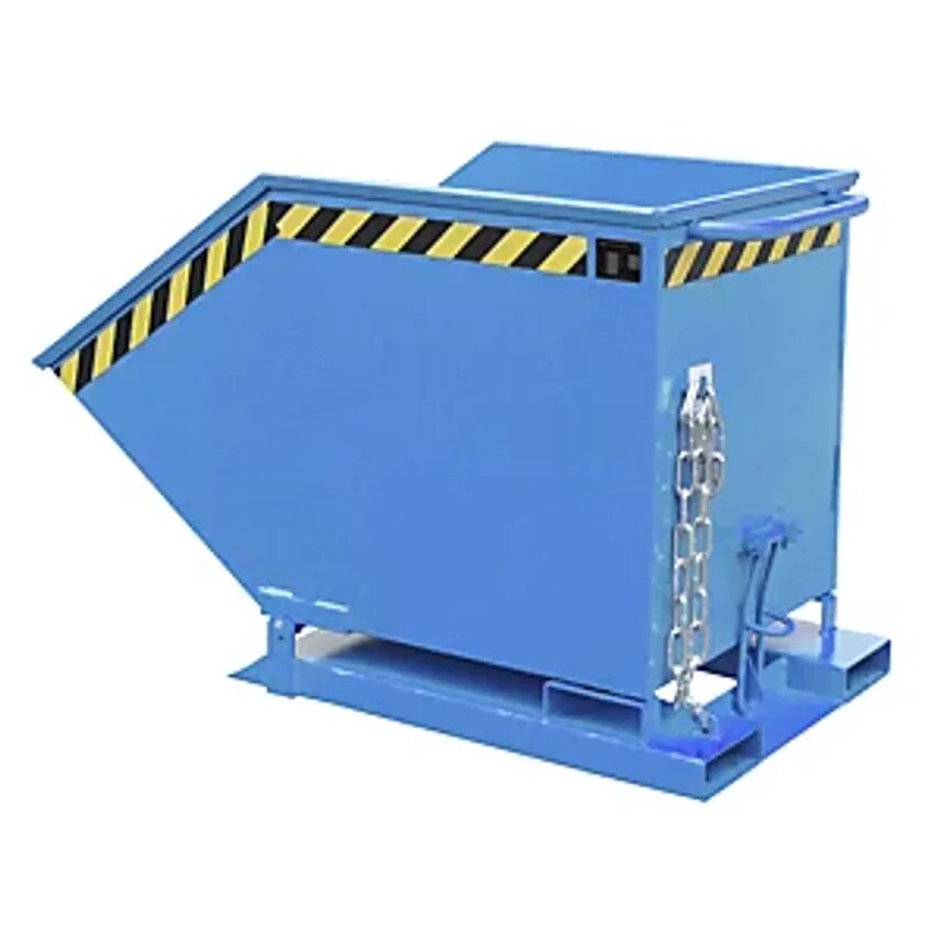 EUROKRAFTpro Tilting Skip With Tilting Mechanism, Box-Shaped, Capacity 0.6 m, Bl