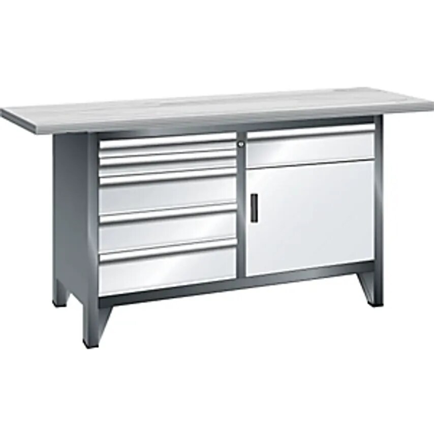 Lista Workbench Width 1500mm - Frame Construction - 1 Shelf, 6 Drawers, 1 Door,