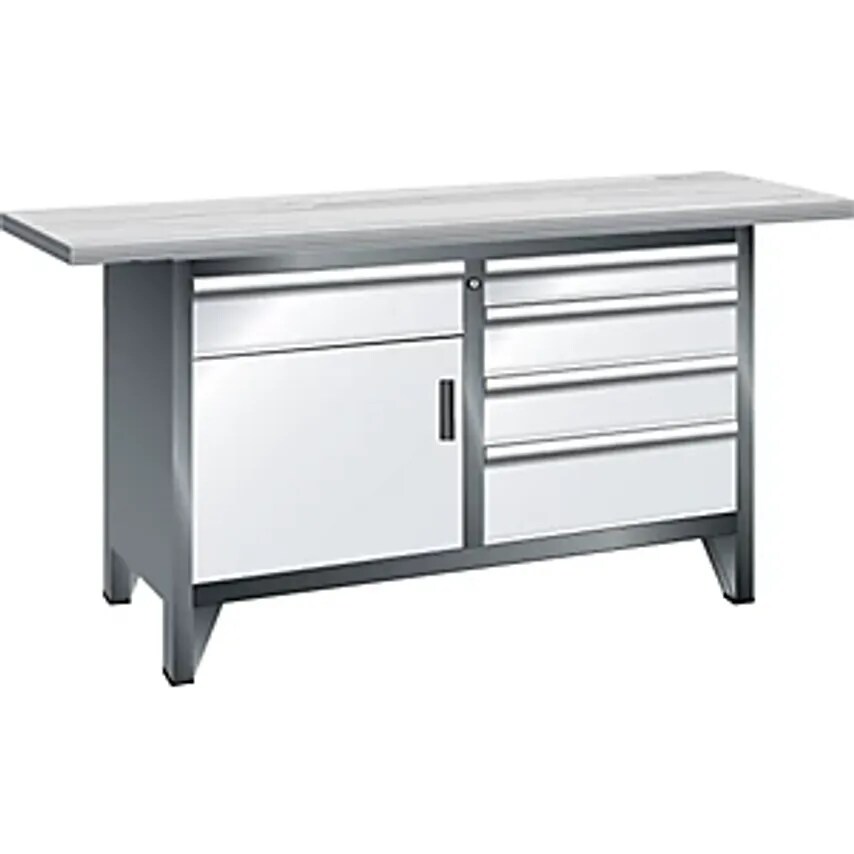 Lista Workbench Width 1500mm - Frame Construction - 1 Shelf, 5 Drawers, 1 Door,