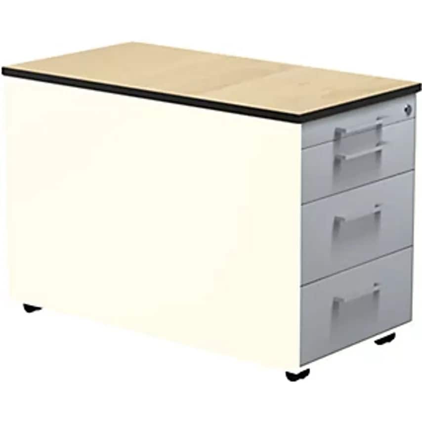 MAUSER Mobile Pedestal On Castors, HxD 523 X 800mm, 3 Drawers, Pure White/White