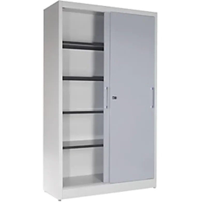 MAUSER Sliding Door Cupboard, With 4 Shelves, HxWxD 1965 X 1200 X 420mm, Light G