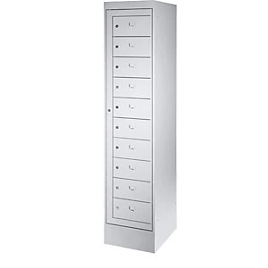 CEHA Laptop Cupboard, 10 Compartments, HxW 1900 X 400mm, Light Grey