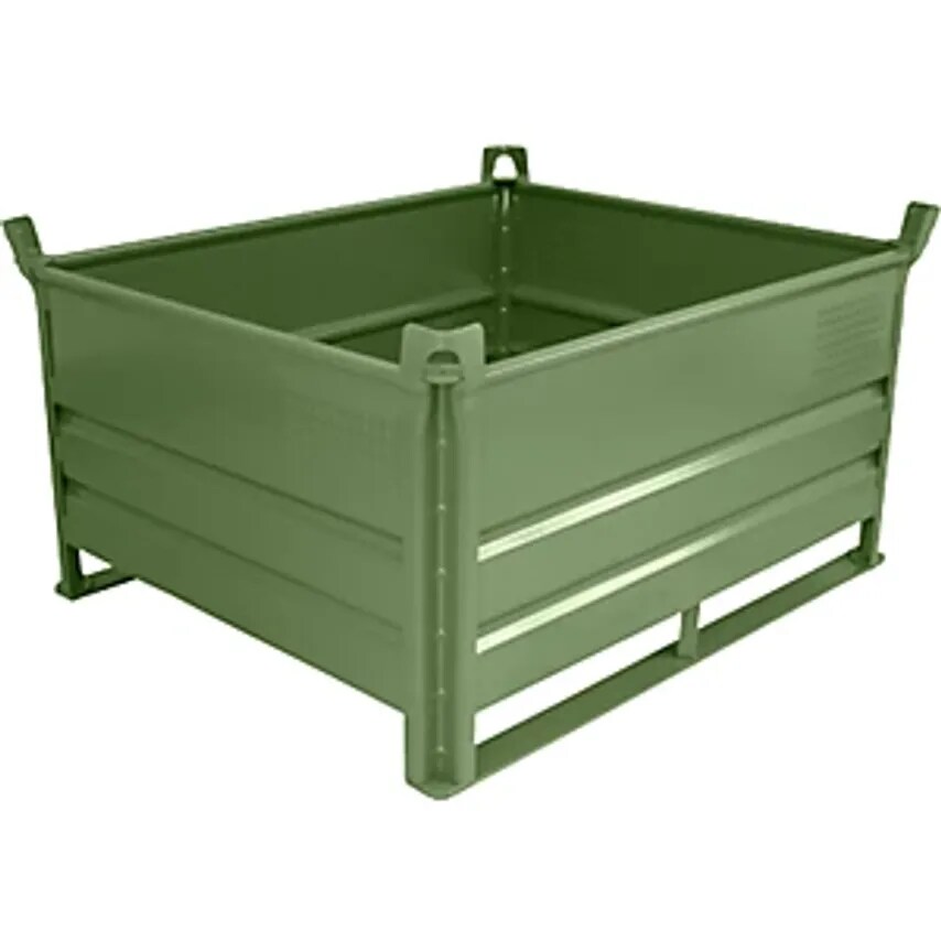 HESON Stacking Container With Runners, LxW 1200 X 1000mm, Max. Load 1000 kg, Gre