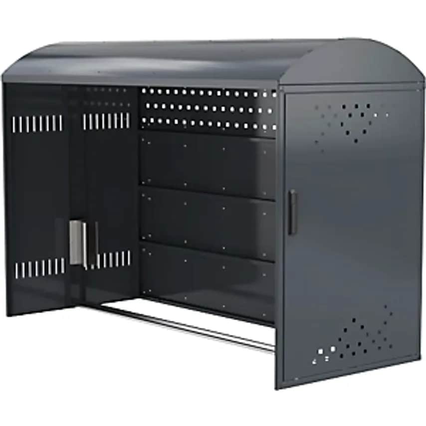 WSM Bicycle Locker, Extension Unit With Arched Roof, With Side Wall