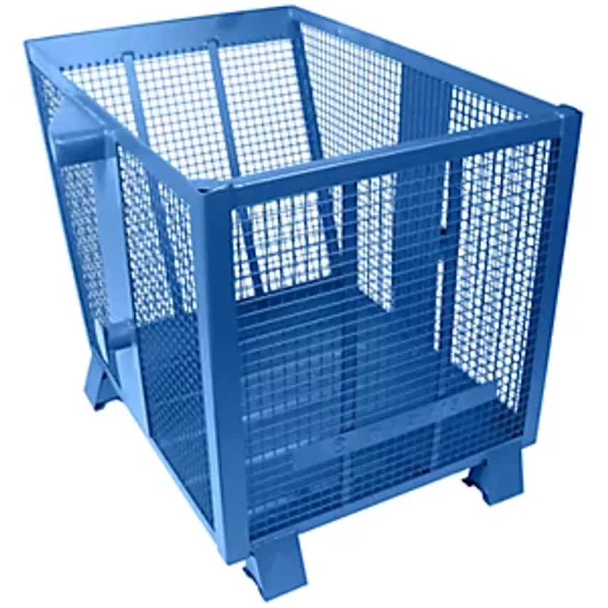 HESON Mesh Tilting Skip, Capacity 0.9 m, Blue RAL 5010