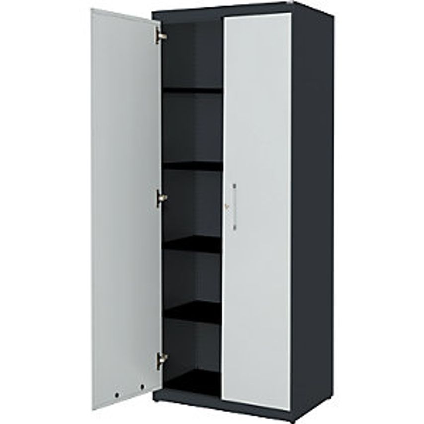 MAUSER Double Door Cupboard - HxW 1956 X 800mm - Charcoal/Light Grey/Charcoal