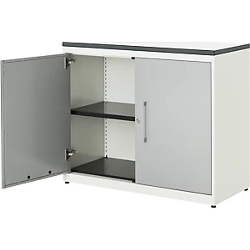 MAUSER Double Door Cupboard - HxW 830 X 1000mm - Pure White/White Aluminium/Whit