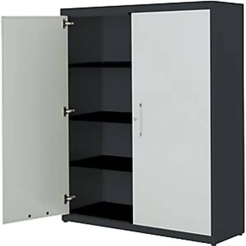 MAUSER Double Door Cupboard - HxW 1516 X 1200mm - Charcoal/Light Grey/Charcoal