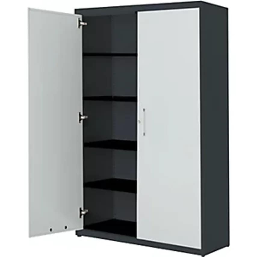 MAUSER Double Door Cupboard - HxW 1956 X 1200mm - Charcoal/Light Grey/Charcoal