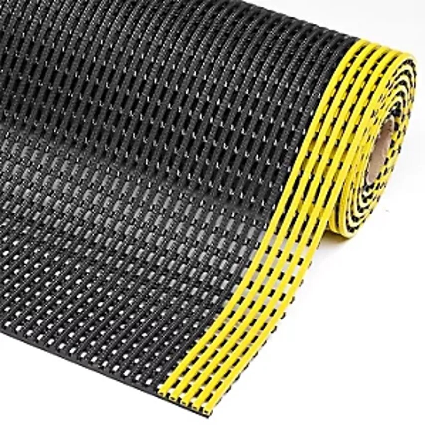 Justrite Flexdek Grid Matting, Width 1200mm, Sold By The Metre, Black/Yellow
