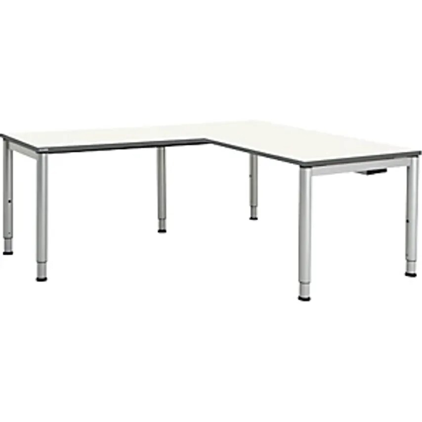 MAUSER Desk - Interlinked - Round Tube Foot, HxWxD 650 - 850 X 1600 X 800mm, Ang