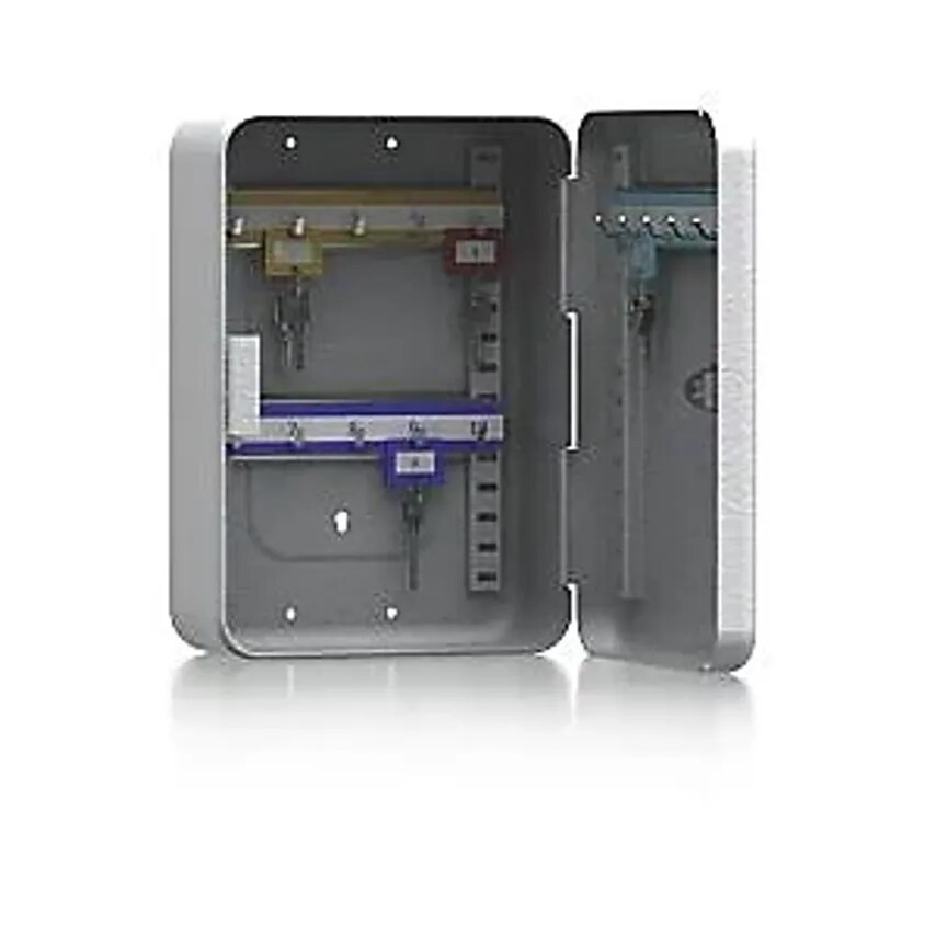 ISS Key Box, Sheet Steel, Light Grey, HxWxD 250 X 180 X 90mm, 15 Hooks