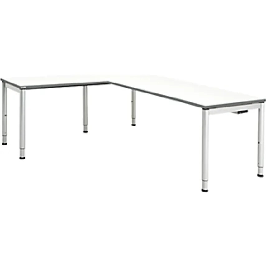 MAUSER Desk - Interlinked - Round Tube Foot, HxWxD 650 - 850 X 2000 X 800mm, Ang