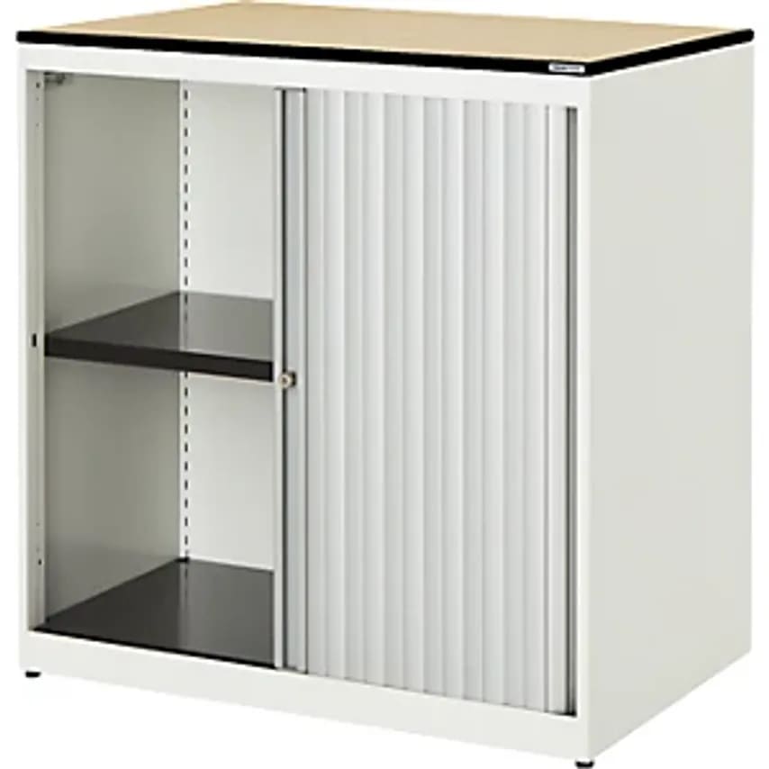 MAUSER Horizontal Roller Shutter Cupboard - HxWxD 818 X 800 X 432mm - Pure White