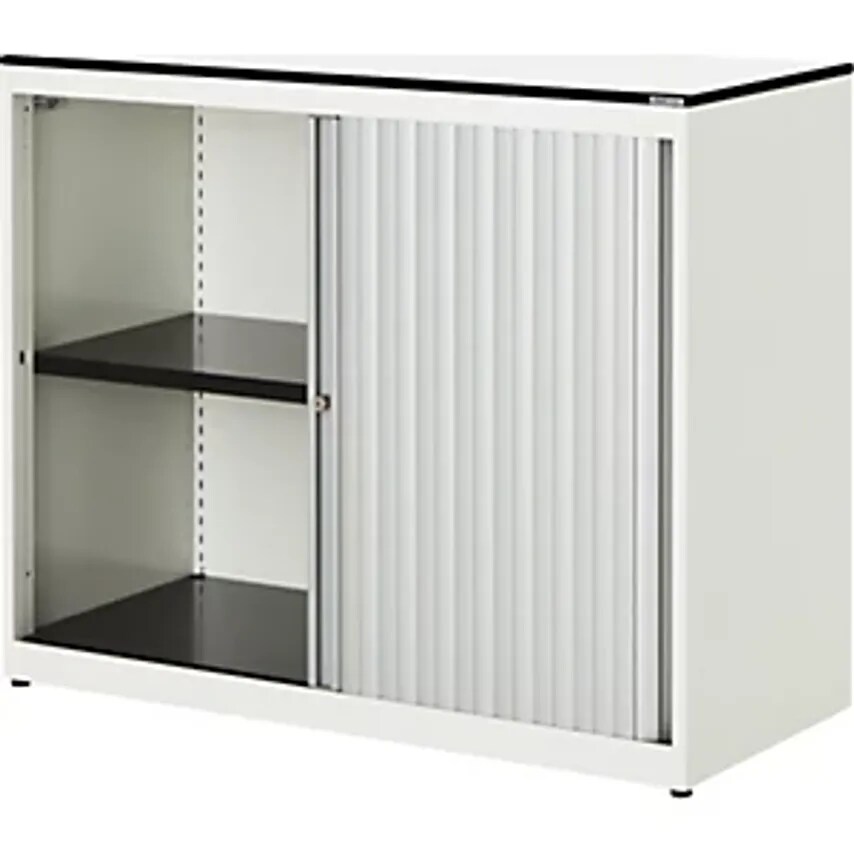 MAUSER Horizontal Roller Shutter Cupboard - HxWxD 818 X 1000 X 432mm - Pure Whit