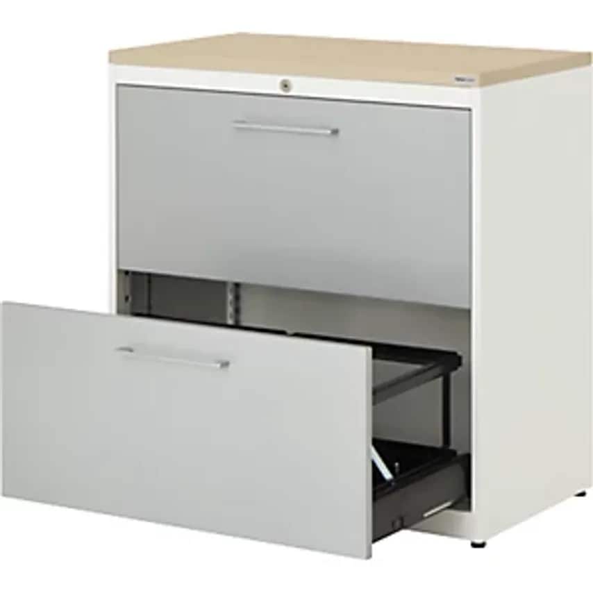 MAUSER Suspension Filing Cabinet - Plastic Panel - 2 Drawers, 2 Tracks, Pure Whi