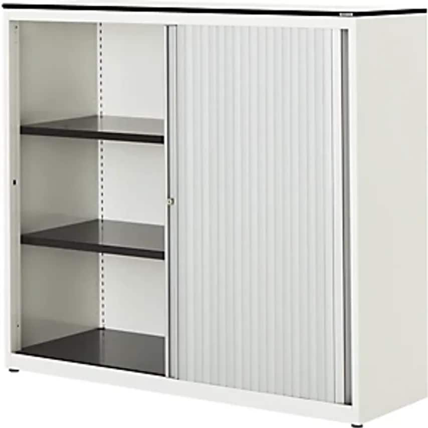 MAUSER Horizontal Roller Shutter Cupboard - HxWxD 1168 X 1200 X 432mm - Pure Whi
