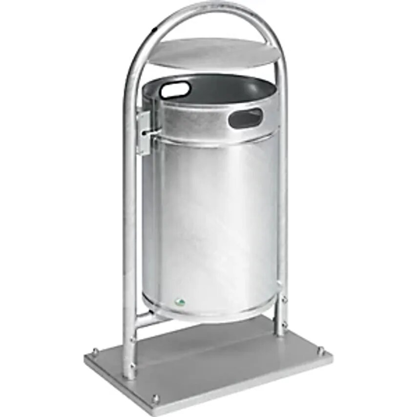 VAR Outdoor Waste Collector - Capacity 60 L - With Pipe Arch And Hood, Hot Dip G