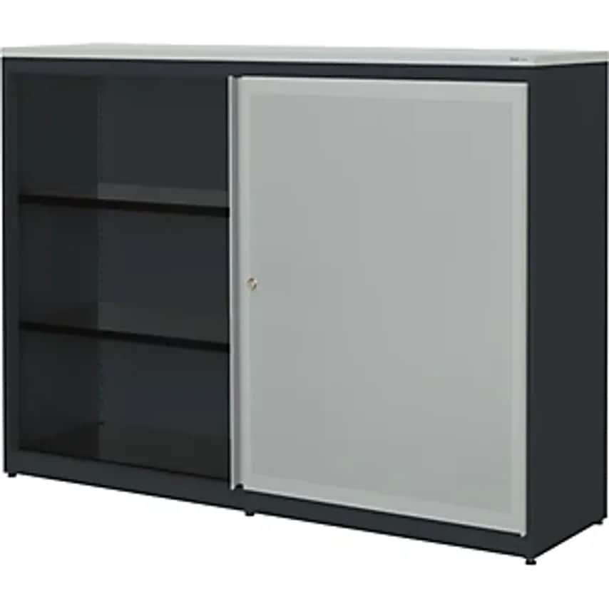 MAUSER Sliding Door Cupboard - Acoustically Effective - Plastic Panel, HxWxD 118