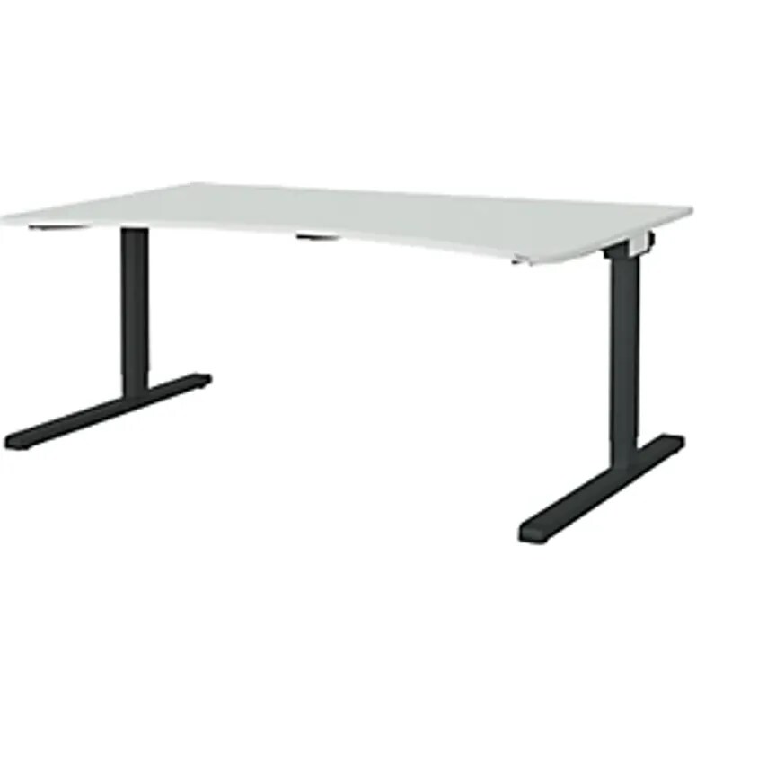 MAUSER Free-form Table, C-foot, Width 1600mm, Light Grey Top, Charcoal Frame