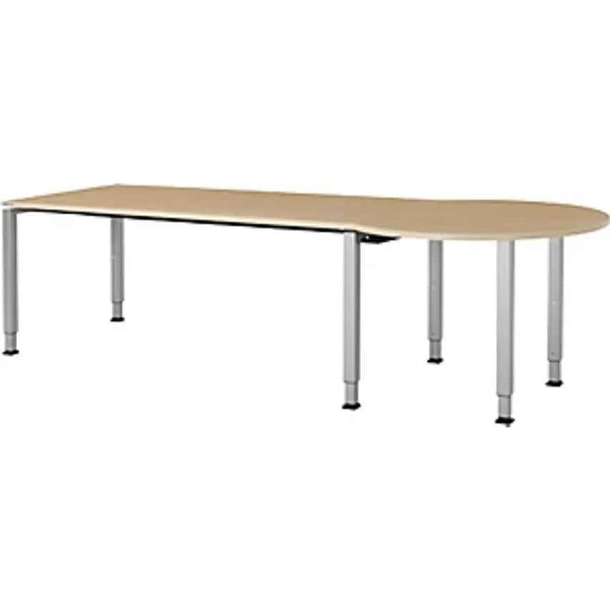 MAUSER Rectangular Table - WxD 1800 X 800mm - Bubble-End Extension On Right Side