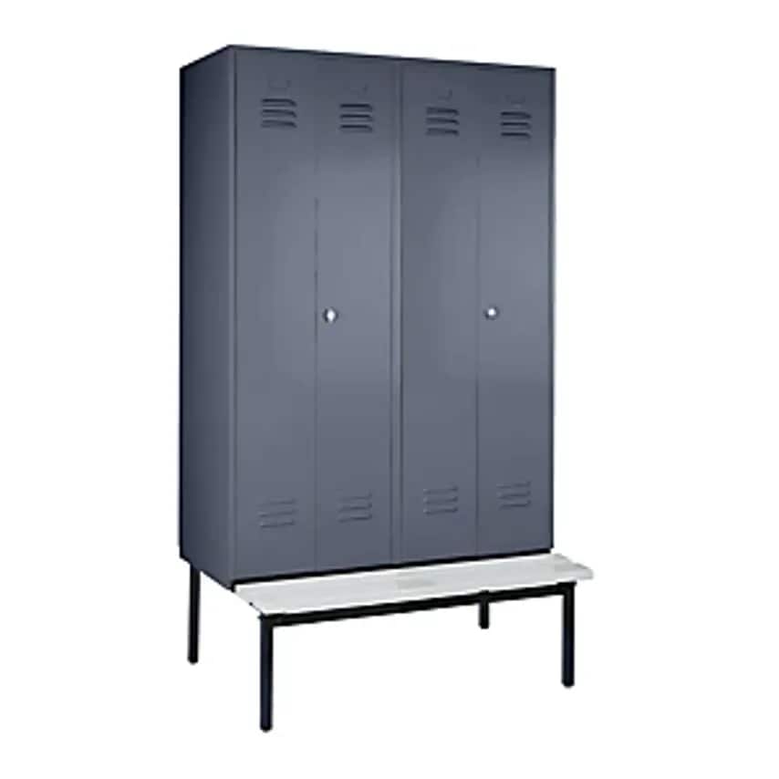 WOLF Clothes Locker With Bench Mounted Underneath - Solid Doors - Width 600mm, 2