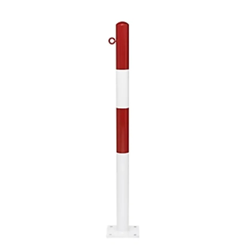 Moravia Barrier Post, For Bolting In Place, 90mm, Painted Red/White, 1 Eyelet