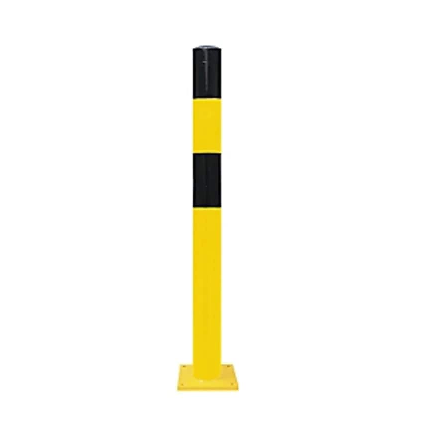 Moravia Barrier Post, For Bolting In Place, 90mm, Painted Black/Yellow, 1 Eyelet