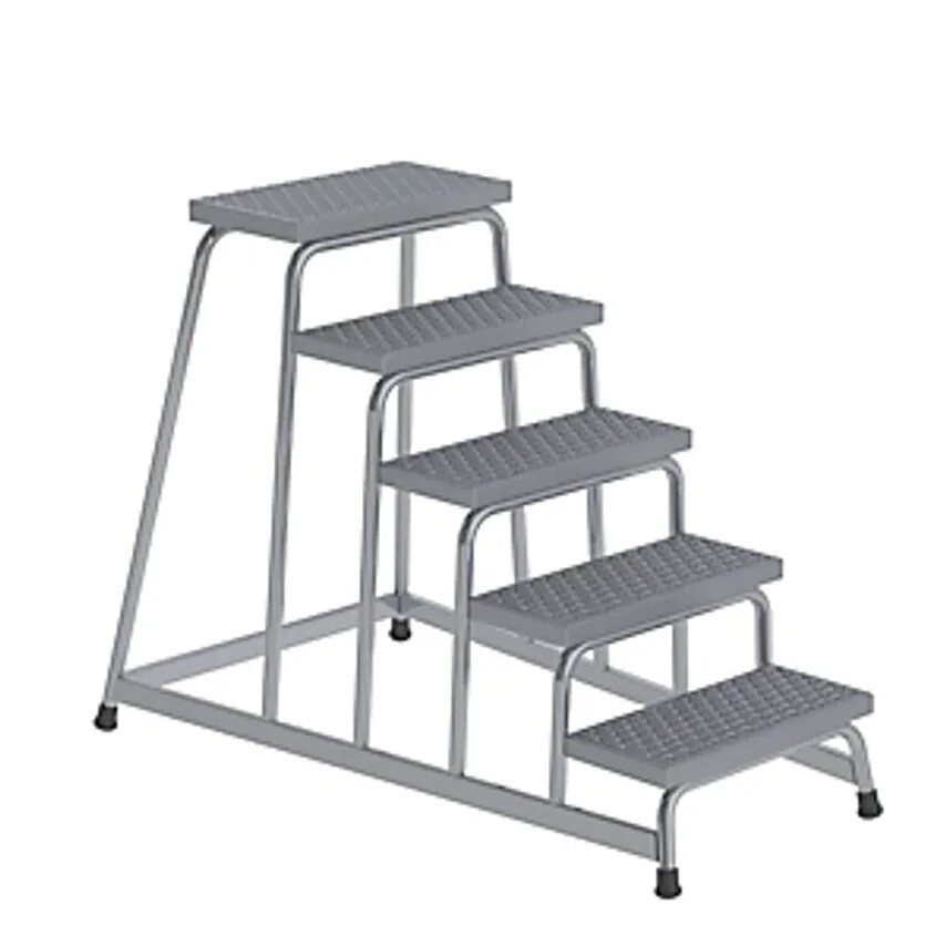 EUROKRAFTpro Machine Steps, Anti-Slip, Step 550 X 300mm, 5 Steps, WxD 830 X 1340