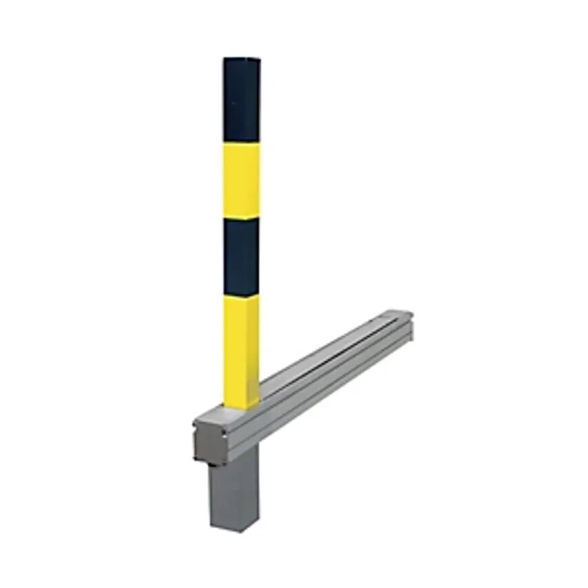 Moravia Folding Barrier Post, Model A, With Round Cylinder Lock, Black-Yellow