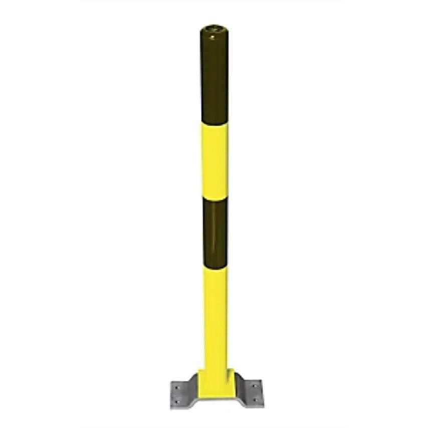 Moravia Barrier Post Steel, For Bolting In Place, 60mm, Black/Yellow, 2 Chain Ey