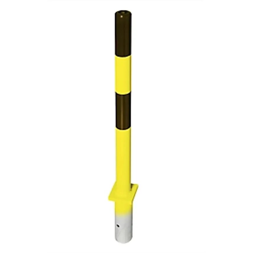 Barrier Post Steel, For Setting In Concrete, Ø60mm, Black/Yellow, 1 Chain Eyelet