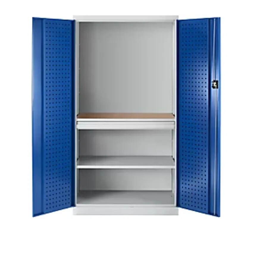 MBA-SYSTEM SP. Z.O.O. Tool Cupboard With Perforations - 1 Drawer - Gentian Blue