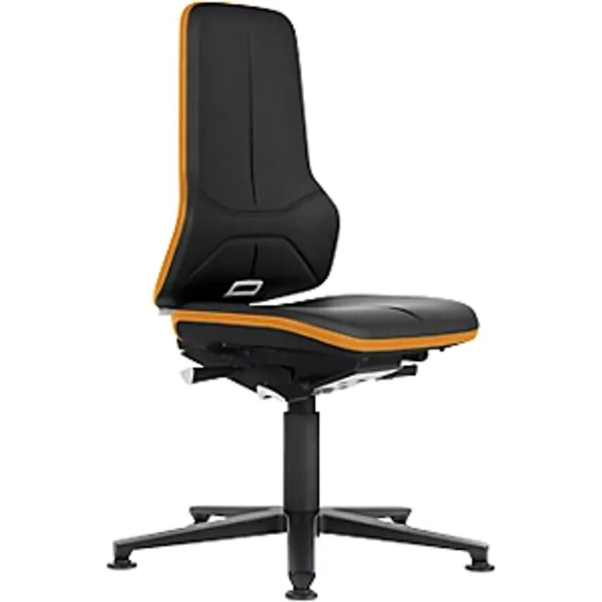 Bimos NEON Industrial Swivel Chair, Vinyl Seat, ESD, Orange Bumper