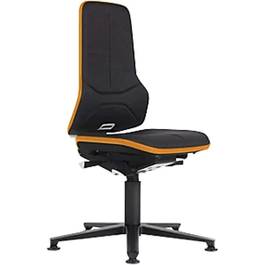 Bimos NEON Industrial Swivel Chair, Fabric Seat, ESD, Orange Bumper