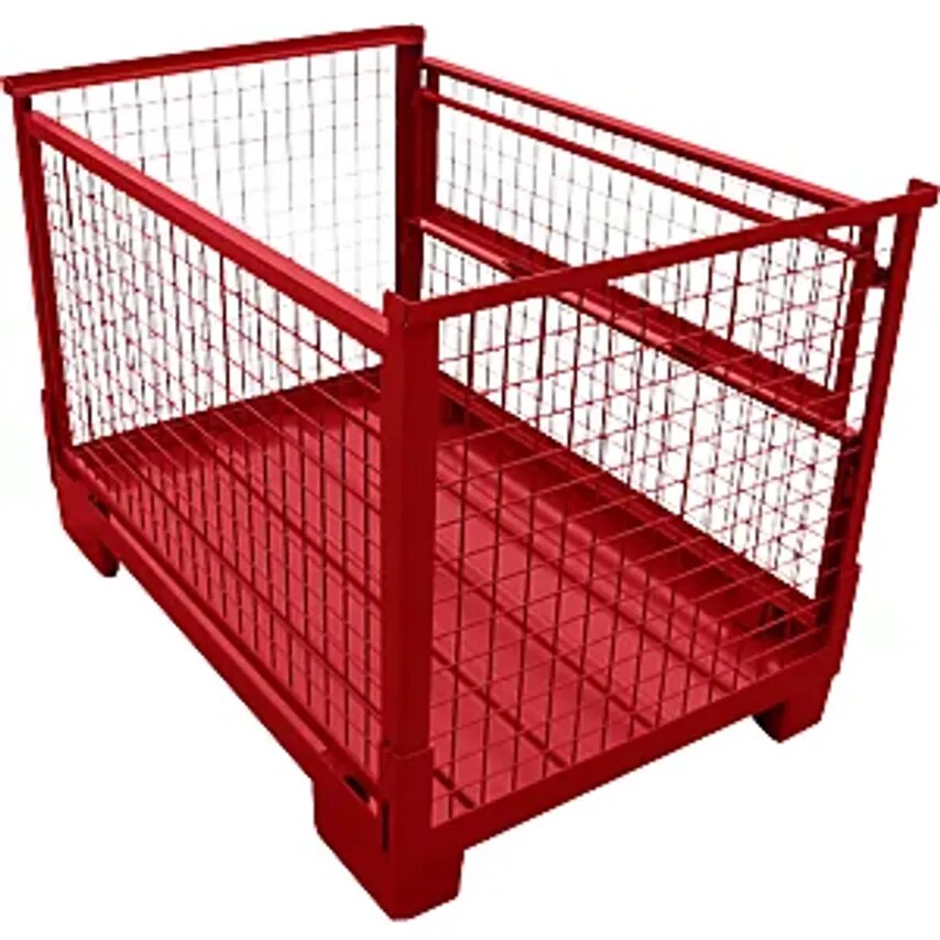HESON Euro Stacking Box, Folding, LxW 1240 X 835mm, Max. Load 1000 Kg, Flame Red