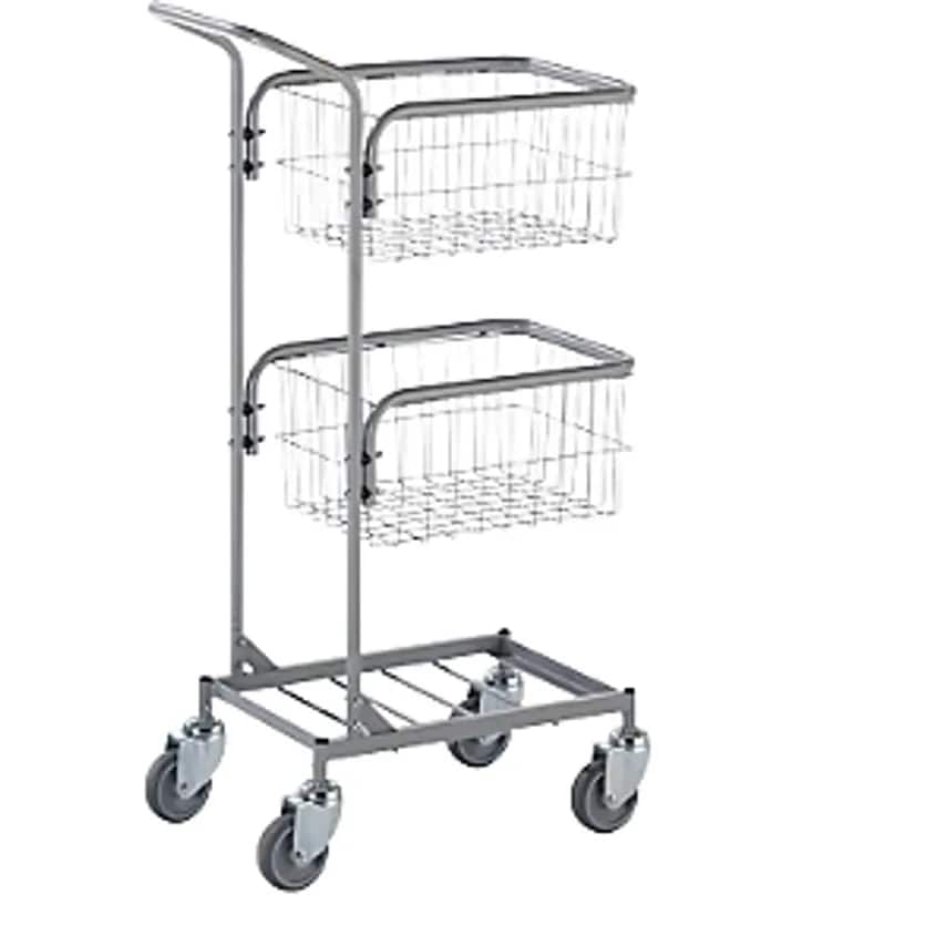 EUROKRAFTpro KOMPAKT Office Trolley, Frame Colour Silver Grey, 4 Swivel Castors,