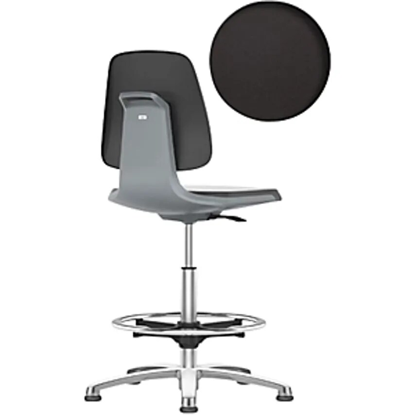 Bimos LABSIT Industrial Swivel Chair, With Floor Glides And Foot Ring, Vinyl Uph