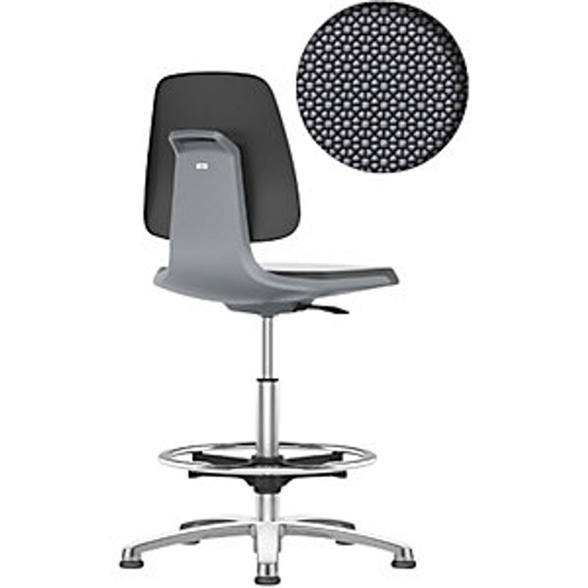 Bimos LABSIT Industrial Swivel Chair, With Floor Glides And Foot Ring, Supertec