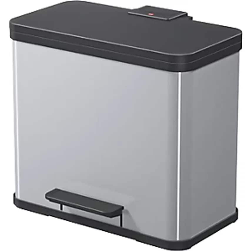 Hailo Eco Waste Collector With Pedal, Trio Plus L, Capacity 3 X 9 L, Silver
