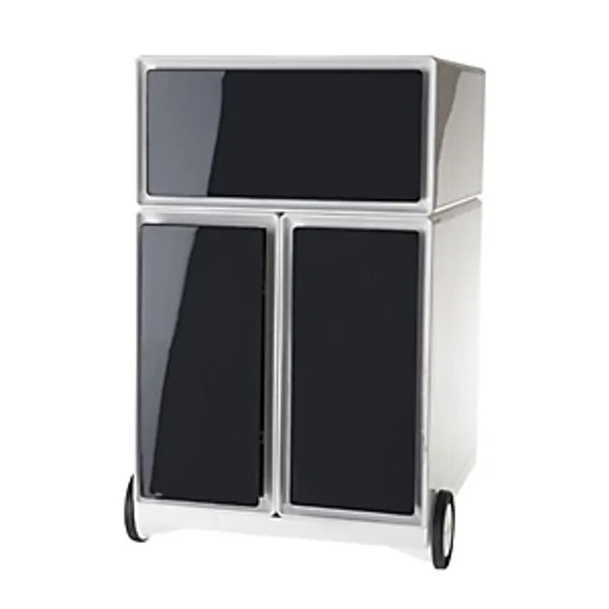 Paperflow easyBox Mobile Pedestal, 1 Drawer, 2 Suspension File Drawers, White/Bl