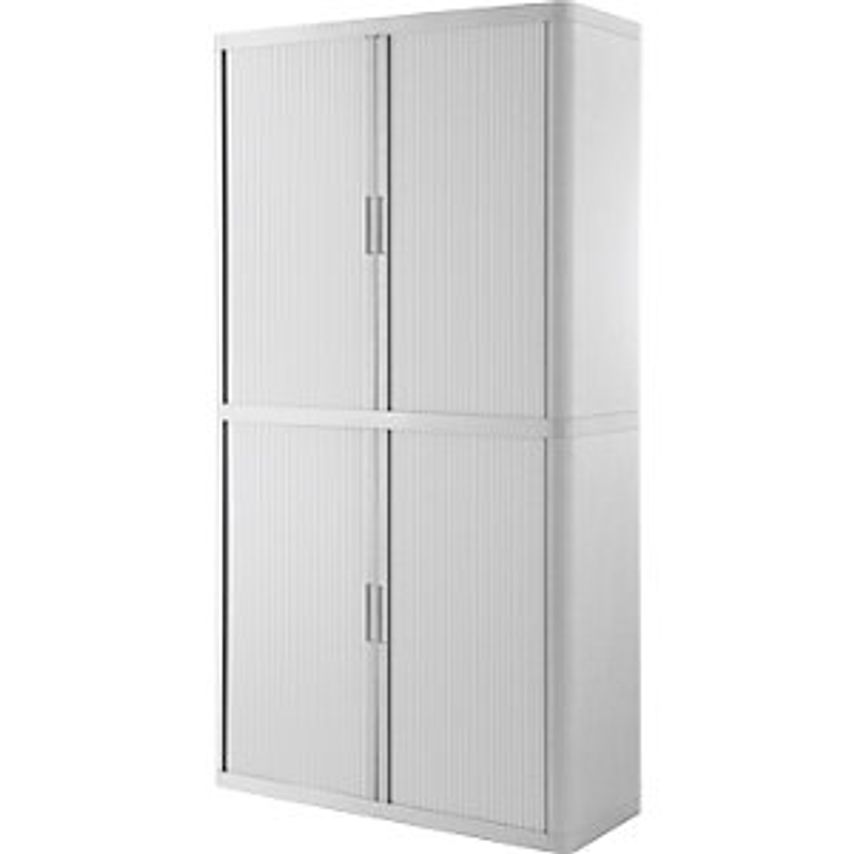 Paperflow easyOffice Roller Shutter Cupboard, 4 Shelves, Height 2040mm, White/Wh